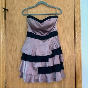 TCEC Strapless party dress in pale mauve and black